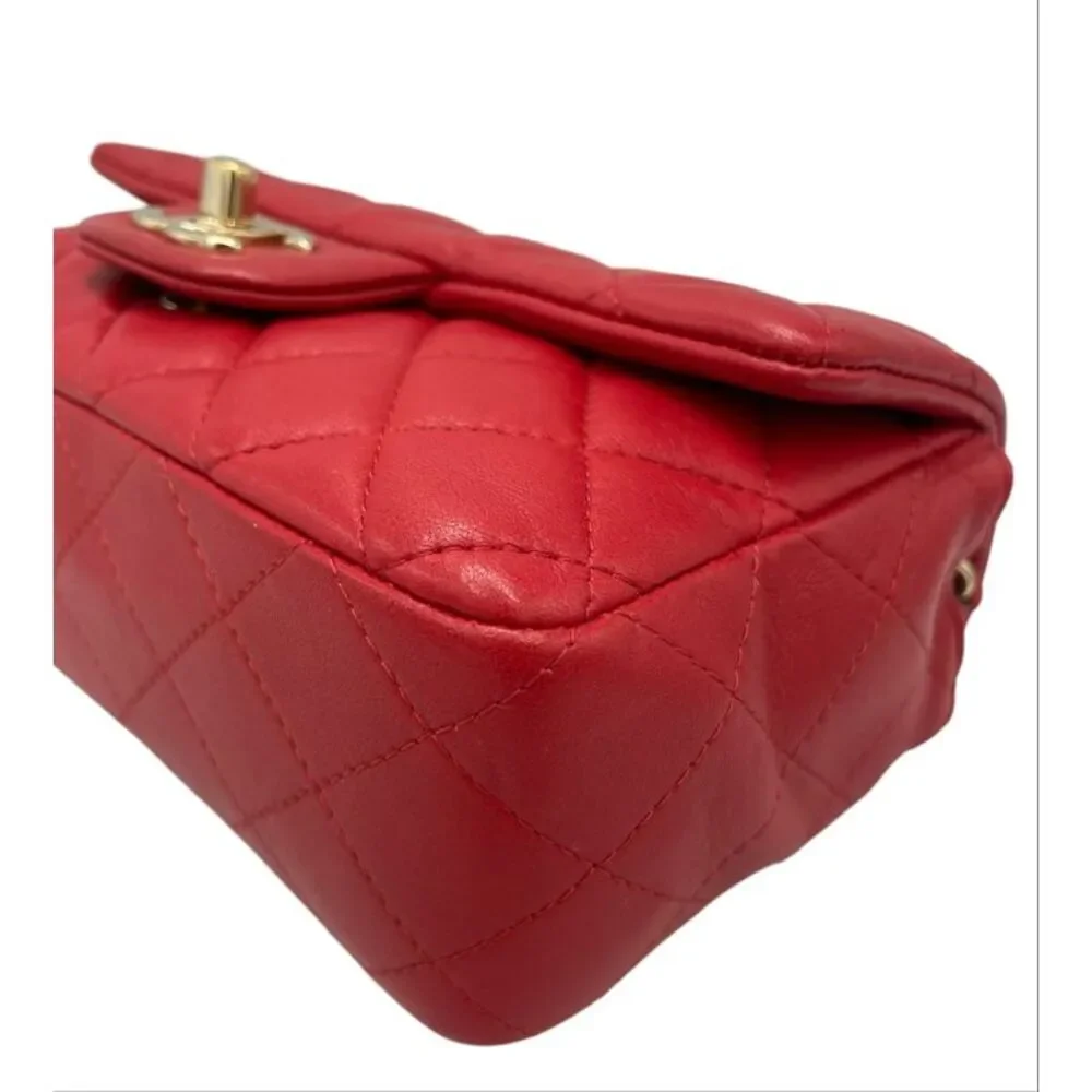 Chanel Classic Double Flap Small Red Lambskin Gold